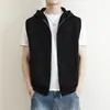 Cardigan de Tricô com Capuz Suéter Colete Outono 2026 para Adultos de Meia-Idade e Jovens, Peça de Roupa sem Mangas, Colete Fashion, Tendência