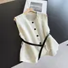Chaleco Casual Corto Ajustado Primavera/Verano 2026, Chaqueta Cardigan Elegante, Corto de Algodón y Lino al por Mayor B5GMJ8916