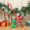 Papai Noel elétrico subindo escada com paraquedas, presente de Natal, brinquedo de Natal para vitrine