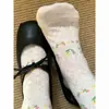 Calcetines de Malla Transpirable Delgados de Primavera con Estampado Floral Dulce y Fresco para Mujer, de Longitud Media hasta la Pantorrilla, Modernos y Versátiles, Calcetines Apilables Adelgazantes