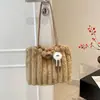 Bolsa Tote de Pelúcia Grande Capacidade Bolsa de Ombro para Mulheres 2026 Moda Bolsa para o Trabalho Feminina Bolsa Casual de Ombro Único para Mulheres