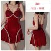 Lingerie de Veludo Rosa para Outono e Inverno, Decote V Profundo Simples com Bojo, Tamanho Grande Sedutor Camisola Camisola Conjunto de Roupão Feminino 4218