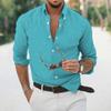 2023 Amazon ebay primavera y otoño combinación hombre algodón lino camisa cuello mao independiente hombre simple joker solapa manga larga camisa