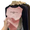De Rong Infantil Menina Crianças Médias e Grandes Camada Interna Patchwork Manga Longa Top Escovado Quente Estiloso Camada Base Outono Inverno Novidades