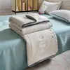 Colcha de Verano Fresca Bordada con Conchas Algodón Lavado Hilo de Doble Capa Colcha de Verano Juego de Cuatro Piezas Delgado Dibujos Animados Lavable a Máquina Lavable Colcha de Regalo