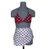 Traje de baño para mujer sensación de alta gama 2026 nuevo estilo bloques de color lunares rojos bikini de dos piezas para vacaciones en aguas termales tomar fotos absolutamente hermoso