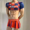 Lóbulo Lencería Sexy Juego de Rol Rojo y Azul Uniforme de Animadora Provocativo Camisón Transparente Deseo Puro Uniforme de Batalla Sin Eliminación