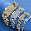 Pulseras Personalizadas para Hombre Hip-Hop Europeo y Americano Cadena Cubana Brillante de Oro de 14K Tendencia Versátil Joyería Transfronteriza Accesorios Más Vendidos