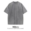 Roupa de Verão Masculina 240g Algodão Puro Estonado Lavado Camiseta Masculina Manga Curta Marca da Moda Transfronteiriça Oversize Solta