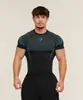 Camiseta Gymshark/Onyx5 Transpirable Elástica Cuello Redondo Manga Corta Ajustada Ropa de Entrenamiento Secado Rápido Absorción de Humedad Transfronterizo