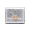 En Stock Transfronterizo Modelo Nuevo Cartera Corta para Mujer de Cuero PU, Color Sólido con Broche, Múltiples Ranuras para Tarjetas, Tarjetero con Cremallera, Billetera para Monedas