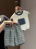 2026 Novo Estilo Casual Conjunto de Shorts Xadrez Duas Peças Conjunto de Roupa Esportiva da Moda