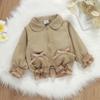 Roupas infantis primavera e outono meninas novo bebê menina babados cor sólida bebê crianças casaco de lapela uma geração de cabelo