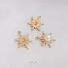 Chapado en Oro de 14K Color Duradero Microincrustado Zirconia Copo de Nieve Estrella Soporte de Perla de Medio Agujero Colgante DIY Estrella Clavícula Collar Colgante