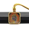 Collar Colgante Mini Thangka de Acero de Titanio Dorado Pintado a Mano de Xizang Colgante Thangka de los Ocho Guardianes Huang Caishen Wuye