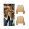Atacado de Roupas Femininas Transfronteiriças 2026 Estilo Europeu e Americano Gola Redonda Pequeno Estilo Chanel Botão Decorativo Jaqueta Integrada de Couro e Pelo Roupa Externa Quente e Grossa