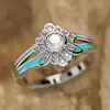 Anel de Flor Retro Criativo Cao Shi Anel de Flor Margarida com Gota de Óleo para Mulheres Anel Exquisito com Zircônia Microincrustada