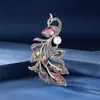 Estilo Chino Elegante Elegante Broche de Fénix de Alta Gama Cristal Lujo Pin Antideslizante Moda Todo Fósforo Ramillete Joyería
