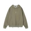 Marca de moda americana hiphop retro suéter con capucha de color liso diseño de sentido commuter para hombre nicho cremallera con hebilla metálica top