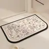 Alfombra Absorbente de Agua para Baño con Diseño Floral Retro, Alfombra para Entrada de Cocina de Barro Diatomeas, Felpudo Antideslizante de Secado Rápido para Puerta de Baño