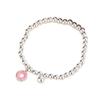 Presente Original Dia das Crianças Pulseira Infantil em Prata Esterlina s925 Fofo Donut Rosa Sino Contas Redondas Cordão da Sorte Joia