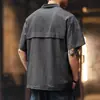 Nova Camisa Polo Workwear com Textura de Bolha 3D em Seda Gelada Masculina de Verão Secagem Rápida Manga Curta Meio Zíper Camisa de Manga Curta