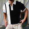 Nova Camisa Polo Masculina Casual Solta com Estampa Digital Europeia e Americana Transfronteiriça Verão Zíper Manga Curta Camisa Polo