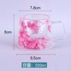 Taza de vidrio de borosilicato alto de doble capa con flores estilo ins, alto valor de color, creativa para flores secas, taza de café, taza para leche o jugo
