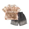 Conjunto de Verano para Niños Estilo Coreano Ropa para 1-5 Años, Ropa de Verano Elegante y de Moda con Estampado de Letras Conjunto de Dos Piezas de Manga Corta