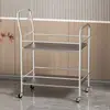 Carrinho Pequeno de Jantar de Aço Inoxidável Carrinho de Serviço para Bebidas e Panela Quente Carrinho de Empurrar à Mão Carrinho de Armazenamento para Beleza e Ventosaterapia Rack para Micro-ondas Forno de Cozinha