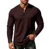 Europa Cruzada Hombres Nuevo Casual Holgado Versátil Cómodo Color Sólido Manga Larga Cuello en V Camiseta Base En Stock Al Por Mayor