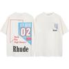 Camiseta unisex holgada informal de manga corta con estampado de logotipo retro de RHUDE para primavera y verano de 2024