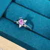 Anillo Abierto de Zirconia Rosa Color Dulce Fresco Luz Brillante Lujo de Alta Gama Nicho Exquisito Ins Anillo Corazón de Chica