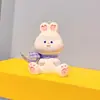 Chaveiro de resina de coelho branco de desenho animado criativo para casal mochila pequeno pingente de urso branco feminino requintado chaveiro de carro