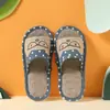 Estilo ráfaga 3-10 años viento pastoral hogar hombres y mujeres zapatillas de lino interior suave suela gruesa antideslizante cuatro verano amantes Verano