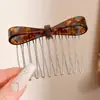 Peine Pinza para el Cabello con Moño Estampado de Leopardo, Peine de Alta Gama Exquisito, Accesorio de Pasador para Flequillo Lateral de Corona Alta
