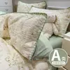 Juego de cama de cuatro piezas Clase A hecho de algodón puro tipo puff, sábana y funda de edredón estilo ins frescas y delicadas con borde de concha, juego de tres piezas para dormitorios de estudiantes