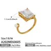 Anillo de Múltiples Capas Geométrico Nuevo de Lujo Ins con Incrustación de Circonita de Gota de Agua, Anillo de Acero Inoxidable Dorado de 18K que No se Desvanece