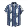 Exportação Transfronteiriça Camisas Havaianas Masculinas Moda Estampa 3D Impressão Digital Manga Curta Tops Atacado Estilo Tropical