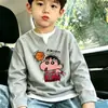 Camiseta de Manga Larga con Estampado de Dibujos Animados Nueva y Elegante para Niños Mayores, Versátil Dos en Uno Estilo Coreano Cuello Redondo Camiseta Básica para Primavera y Otoño