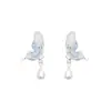 Pendientes de Mariposa de Cristal Azul Super de Hada para Mujer, Estilo Bosque, Frescos y Modernos, Mismo Estilo que las Celebridades de Internet, Pendientes con Colgante de Perla