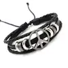 Pulsera Tejida de Cuero con Símbolo de Paz Geométrico Retro, Joyería Punk Unisex Estilo Europeo y Americano