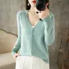 Cardigan de Punto Nuevo para Mujer Otoño Invierno Cuello en V Abrigo Delgado de Punto Suéter Manga Larga Suave y Esponjoso