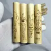 Pieza de Mango de Bambú de Jade Sólido con Material de Cristal Amarillo, Grabado Dorado, Arte de Bambú Tallado a Mano, Bambú al por Mayor