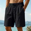 Pantalones Cortos de Lino de Cinco Puntos para Hombre con Cordón Múltiples Bolsillos Transpirables Vacaciones en la Playa Siete Colores en Stock Pantalones Cortos de Lino Hombre