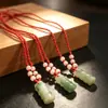 Festival de alta elevação passo a passo colar de jade de alta elevação colar de corda trançada de jade moda lucky colar de jade esmeralda