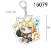 Accesorios de llavero de Hatsune Miku acrílico de pie patrulla de marca canción espejo Colgante de campana adornos de anime