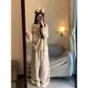 Pijama de Algodón Plisado con Encaje Floral Dulce para Niña de Primavera y Otoño Conjunto de Ropa de Casa Nueva de Verano para Mujer Delgado