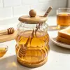 Tarro de Miel Transparente Creativo Gran Capacidad Almacenamiento Diario de Miel para el Hogar Tarro de Miel de Vidrio Borosilicato con Varilla para Remover