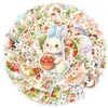 50 Pegatinas Acuarela de Sanación Transfronteriza de Gato Fresa y Conejo Pintadas a Mano para Journaling y Decoración de Tabletas Al Por Mayor